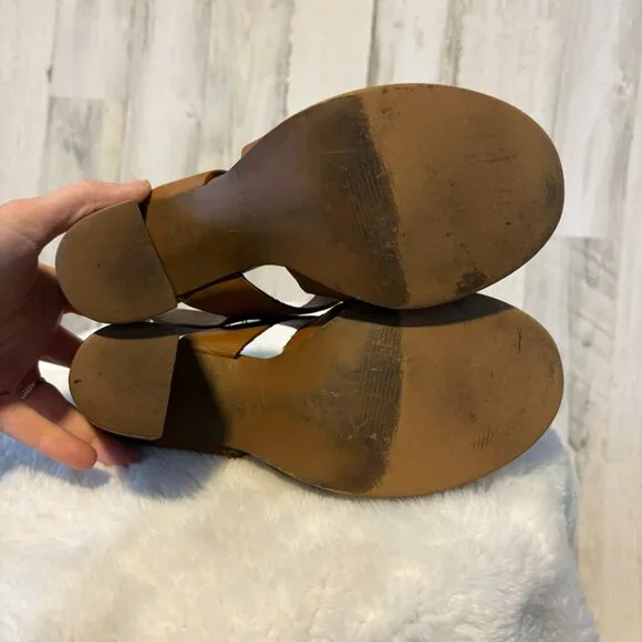 CLEARANCE! Madewell Women's Size 7 Sandals Leather Heels Desert Camel - Picture 2 of 10